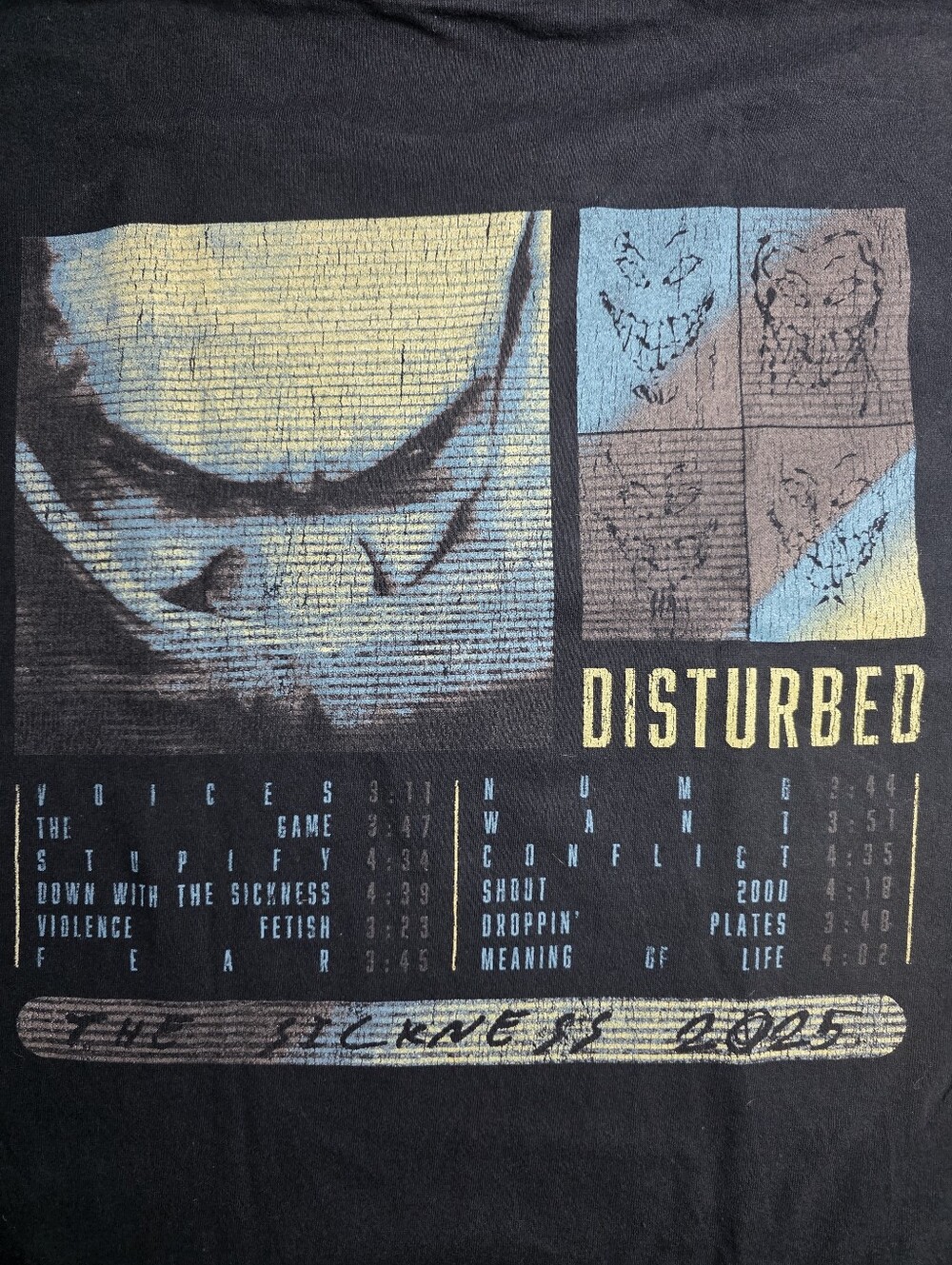 Disturbed '25 Years Of The Sickness' Longsleeve Graphic Band Tee Size Large